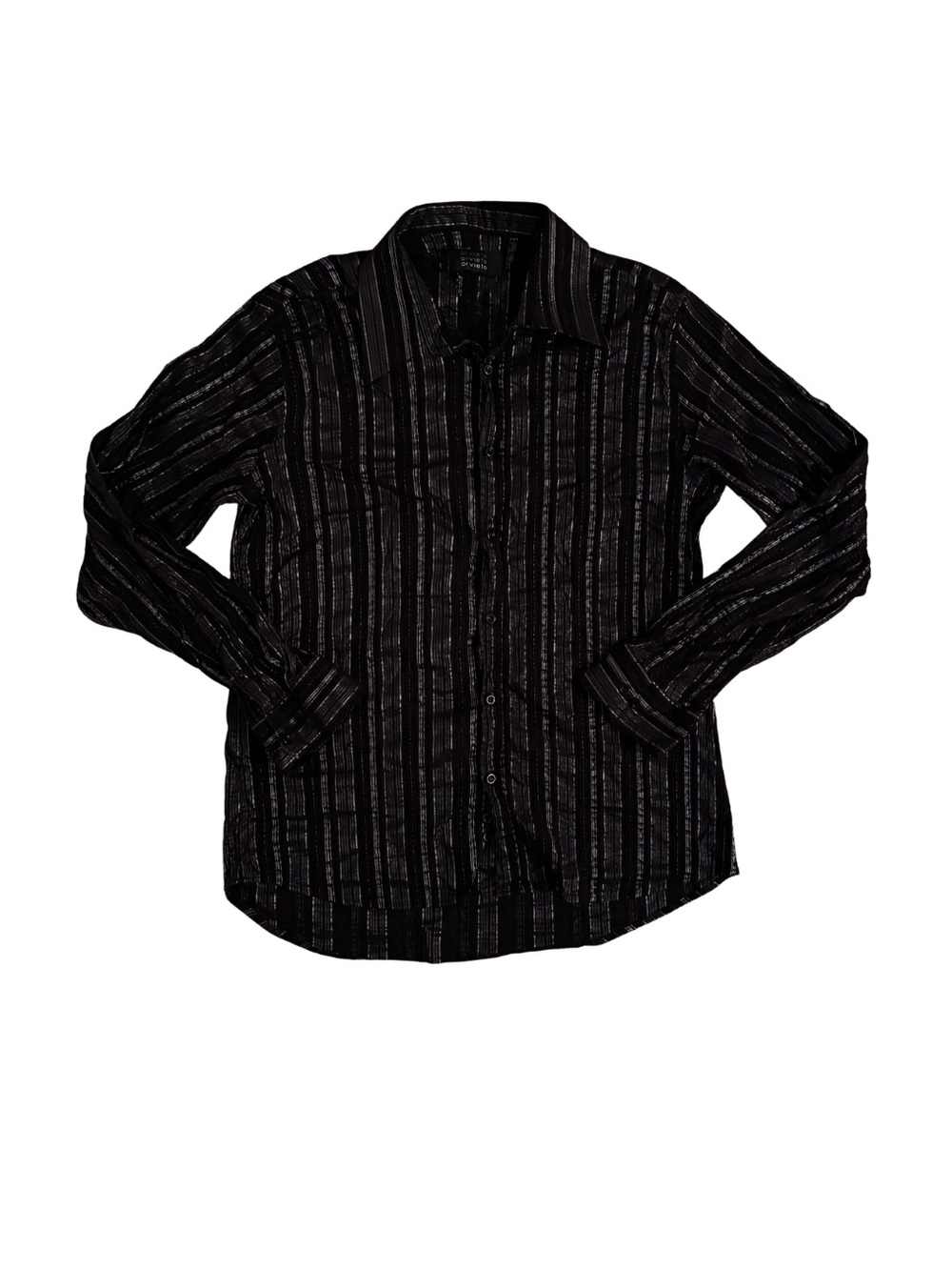 Orvieto Dark Goth Black Striped Long-Sleeve Button-Up Shirt